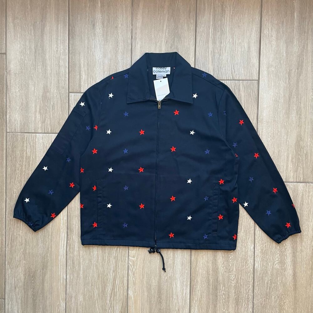 Vintage Casey Coleman Star Embroidered Jacket Womens M Navy Americana Cottage